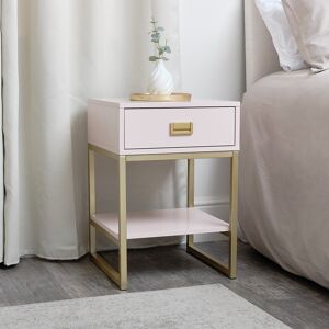 One Drawer Bedside Table - Elle Pink Range Material: Coated MDF, Metal