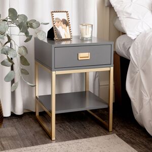 One Drawer Bedside Table - Elle Slate Range Material: Coated MDF, Metal