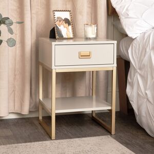 One Drawer Bedside Table - Elle Stone Range Material: Coated MDF, Metal