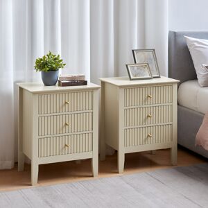 Pair of 3 Drawer Bedside Tables - Hales Taupe Range Material: Manufactured Wood, metal