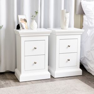 Pair of White 2 Drawer Bedside Tables - Slimline Haxey White Range Material: wood, metal