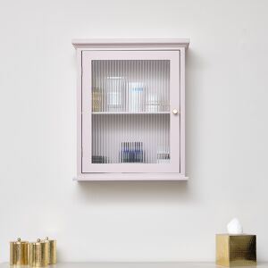 Pink Reeded Glass Fronted Wall Cabinet Material: Wood, Glass, Metal