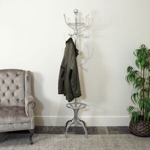 Silver Metal Coat & Hat Stand Material: Metal