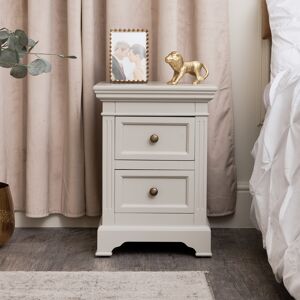 Taupe-Grey Two Drawer Bedside Table - Daventry Taupe-Grey Range Material: Wood, metal
