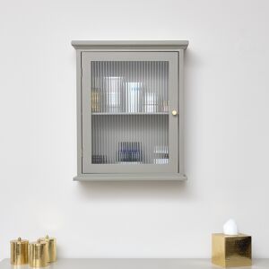 Taupe Reeded Glass Fronted Wall Cabinet Material: Wood, Glass, Metal
