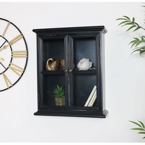 Rustic Black Glass Wall Cabinet Material: Wood, glass, metal