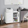 Levi Beer Freestanding Printer Stand Unit Office Desk Side Mobile Storage W/ Wheels 3 Drawers, 2 Open Shelves Modern Style 80L X 40W X 65H Cm - Grey white 65.0 H x 80.0 W x 40.0 D cm