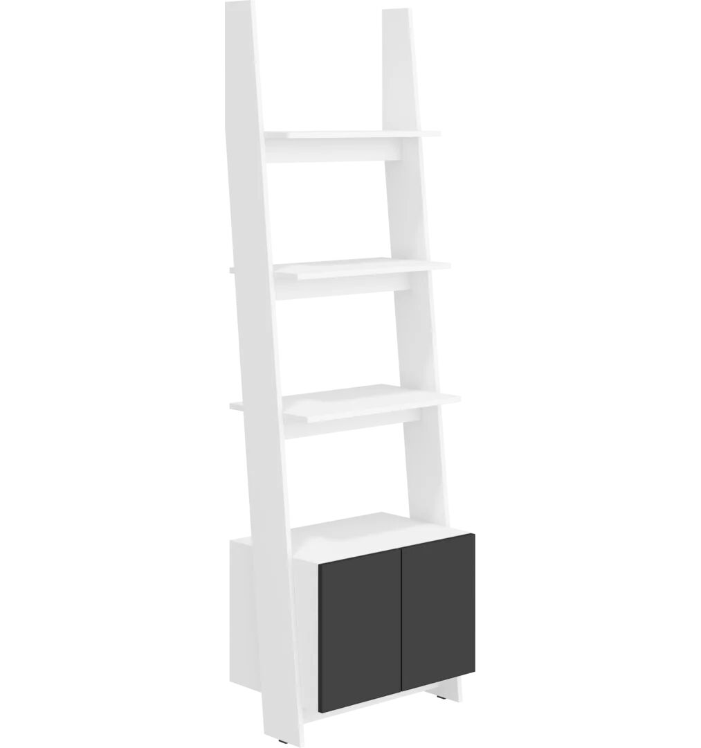 Photos - Wall Shelf Brambly Cottage Lewisville Ladder Bookcase white/black/brown 196.0 H x 60.