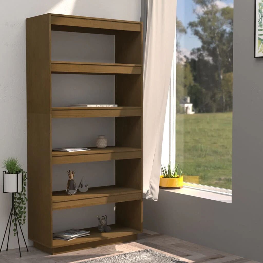 Photos - Wall Shelf Ebern Designs Gaizka 167Cm H Bookcase black/brown 167.0 H x 80.0 W x 35.0