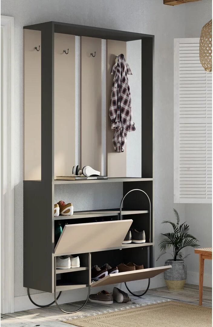 Photos - Wardrobe Rio Norfolk Hall Tree with Shoe Storage black/brown 200.0 H x 97.0 W x 36. 