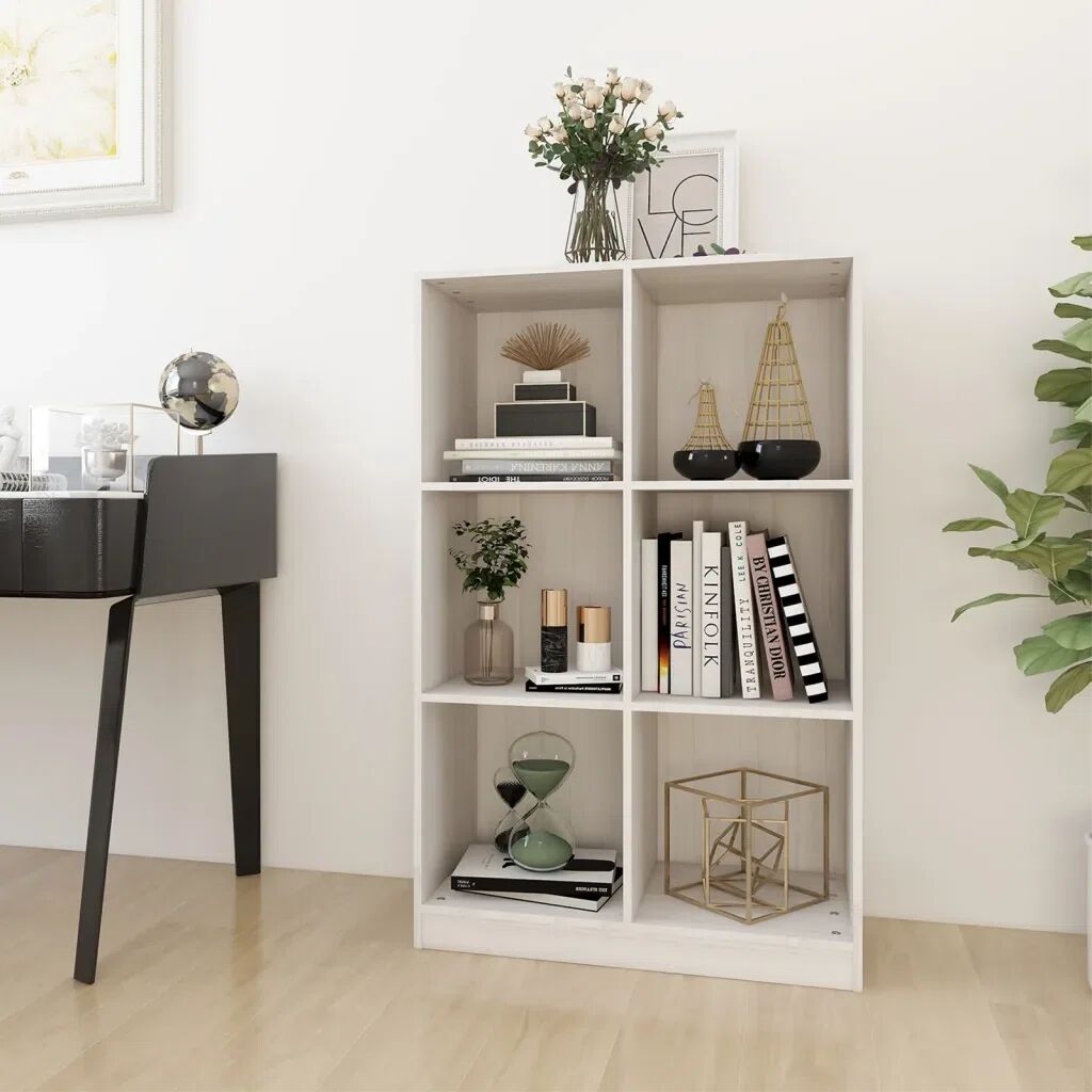 Photos - Wall Shelf Ebern Designs Geric 110Cm H x 70Cm W Solid Wood Standard Bookcase white 11