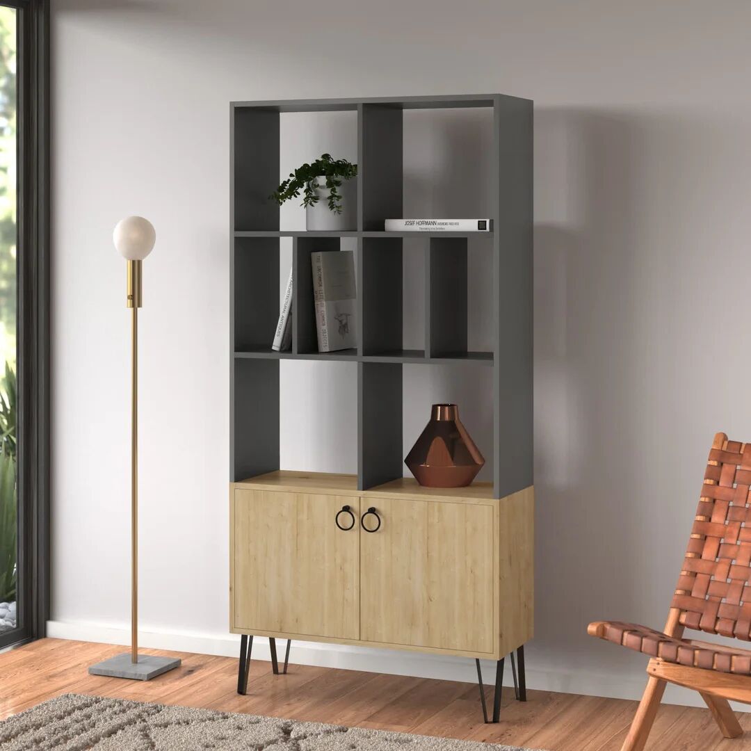 Photos - Wall Shelf Wade Logan Rek Bookcase black 166.0 H x 80.0 W x 30.0 D cm