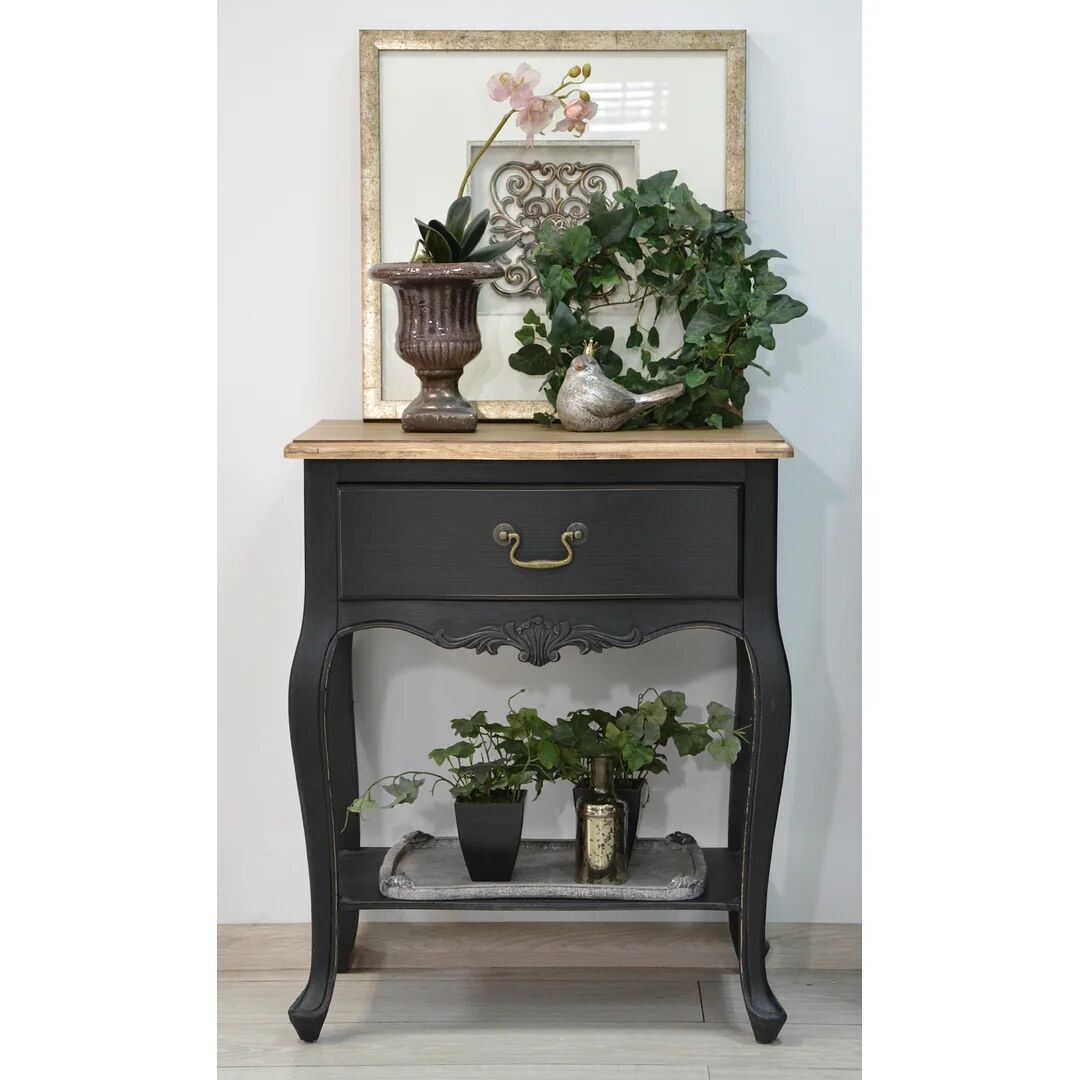 Photos - Dining Table Astoria Grand Edmunds 1 Drawer Bedside Table black/brown 73.0 H x 60.0 W x