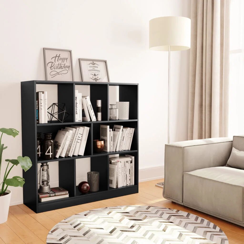 Photos - Wall Shelf Hashtag Home Katara Bookcase black 100.0 H x 97.5 W x 29.5 D cm