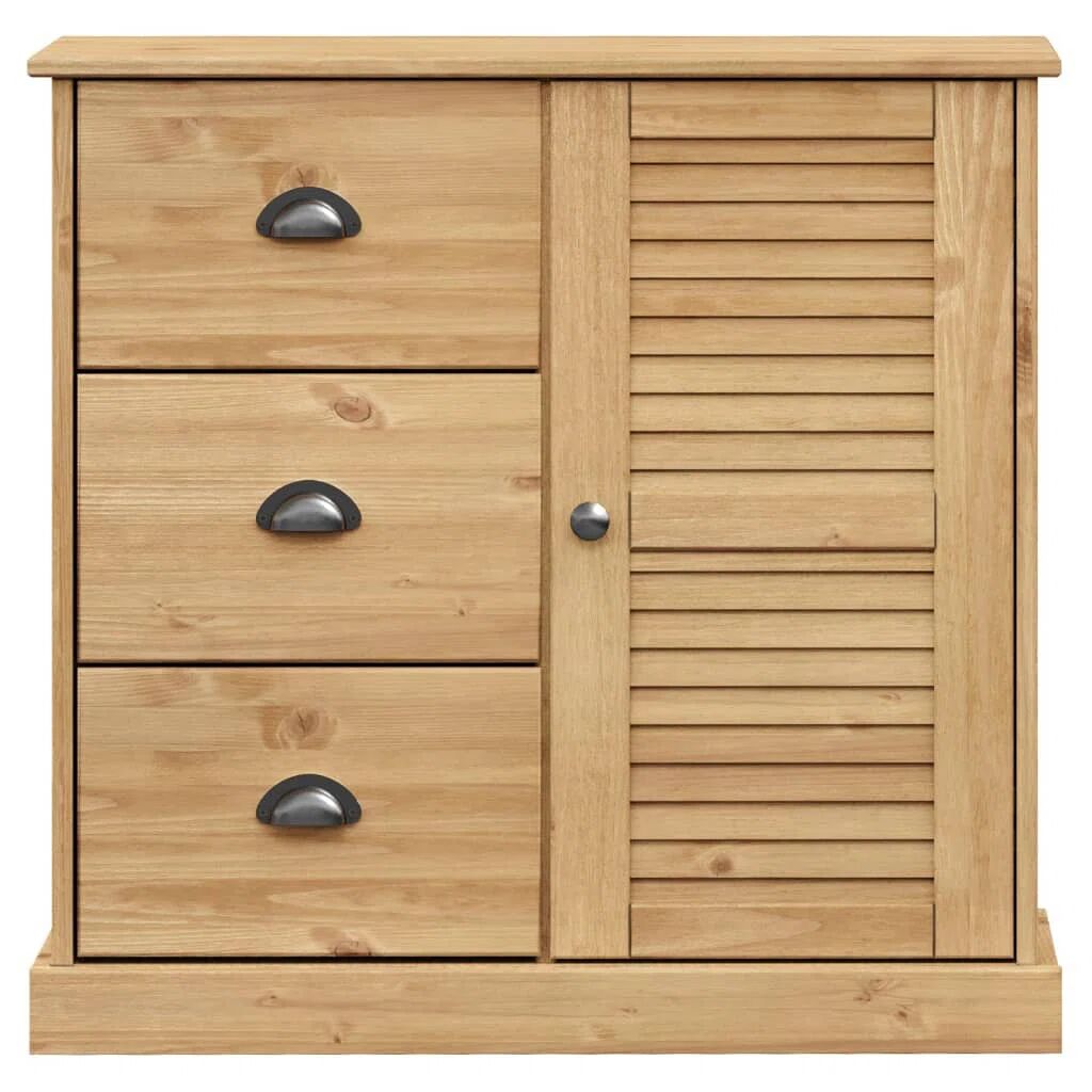 Photos - Storage Сabinet VidaXL 78 Cm Wide 3 Drawer Pine Solid Wood Server brown 75.0 H x 78.0 W x 