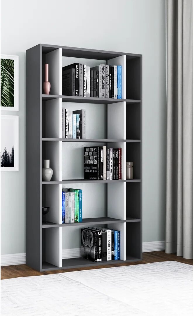 Photos - Wall Shelf Ebern Designs Koehl Bookcase white 163.6 H x 90.0 W x 25.0 D cm