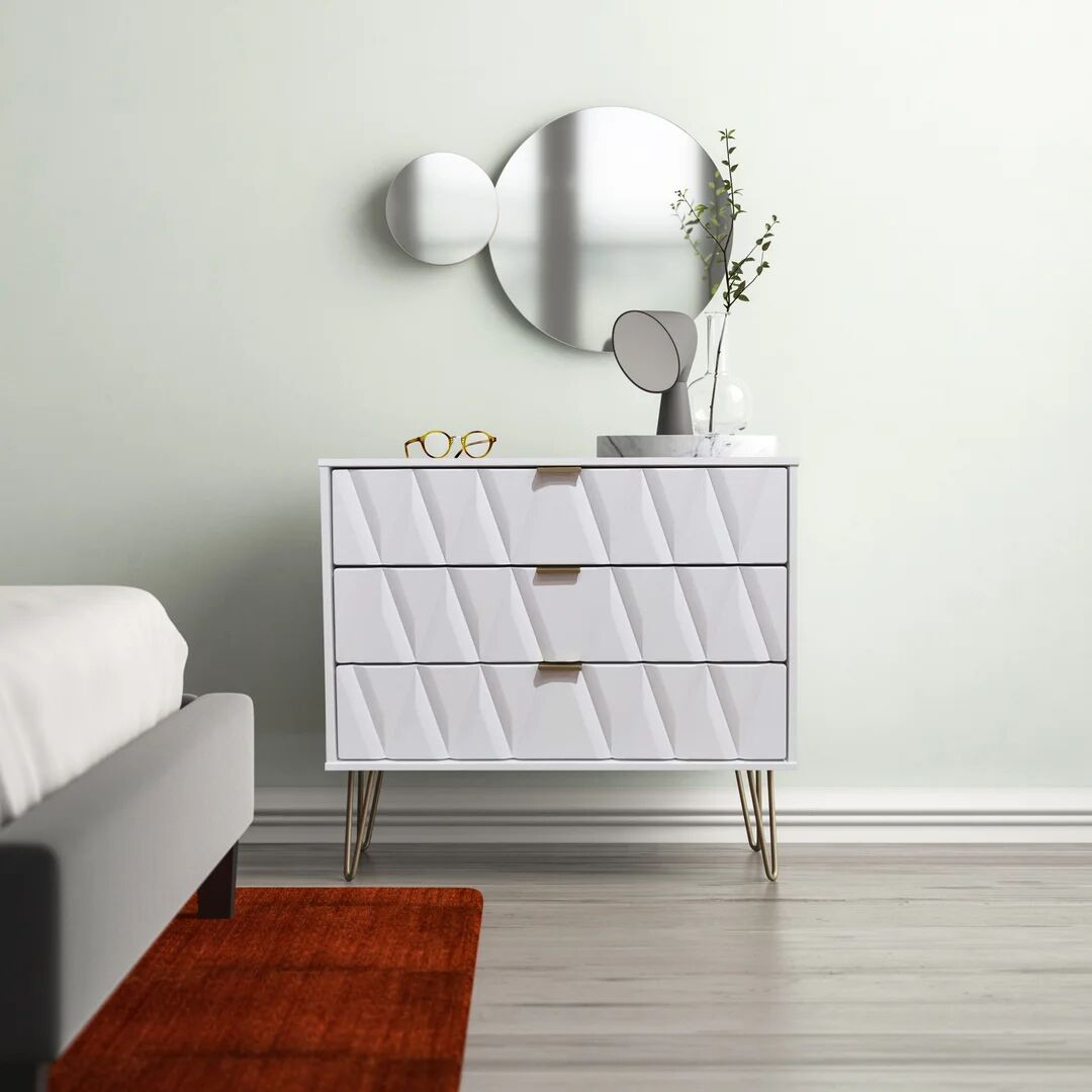 Photos - Dresser / Chests of Drawers Hykkon Payson 3 Drawer Chest white 69.5 H x 76.5 W x 41.5 D cm
