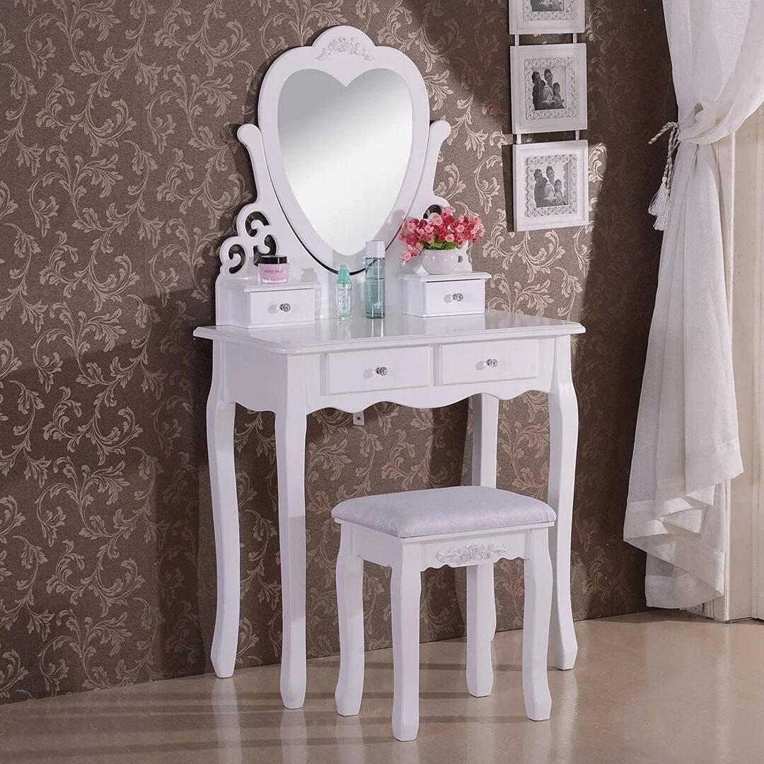 Photos - Dressing Table Lark Manor Brenda  Set with Mirror white 130.0 H x 75.0 W x