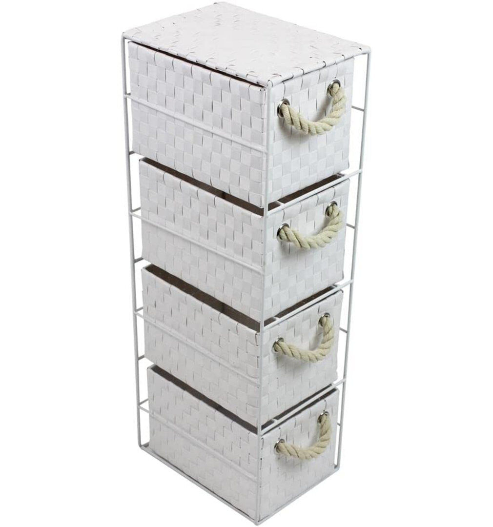 Photos - Clothes Drawer Organiser Breakwater Bay Four Drawer White Storage Unit With Rope Handles Storage Ca