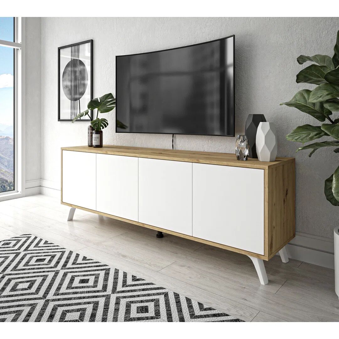 Photos - Mount/Stand Norden Home Silwell TV Stand for TVs up to 88" white/brown 54.0 H x 156.0