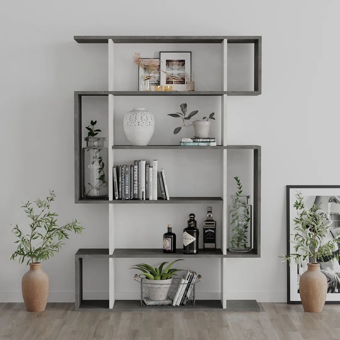 Photos - Wall Shelf Zipcode Design Mito Bookcase gray/black 161.0 H x 108.5 W x 25.0 D cm