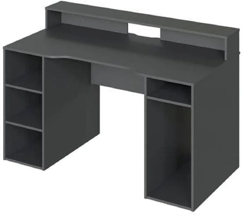 Photos - Office Desk Latitude Run Dayanara 136Cm W Rectangle Computer Desk with Hutch black/bro