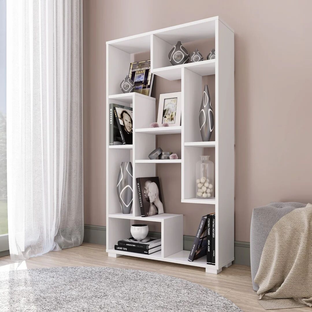 Photos - Wall Shelf Ebern Designs Chimal Bookcase white 120.0 H x 70.2 W x 20.1 D cm