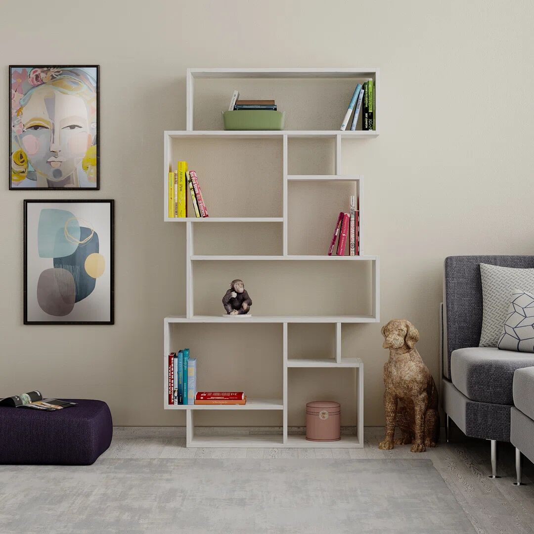 Photos - Wall Shelf Zipcode Design Sandra Bookcase white 168.5 H x 96.0 W x 25.5 D cm