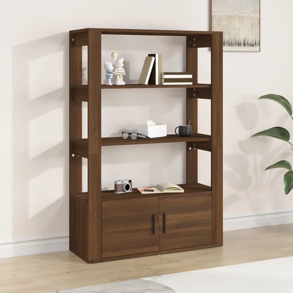 Photos - Wall Shelf Ebern Designs Liiam Bookcase brown 119.5 H x 80.0 W x 30.0 D cm