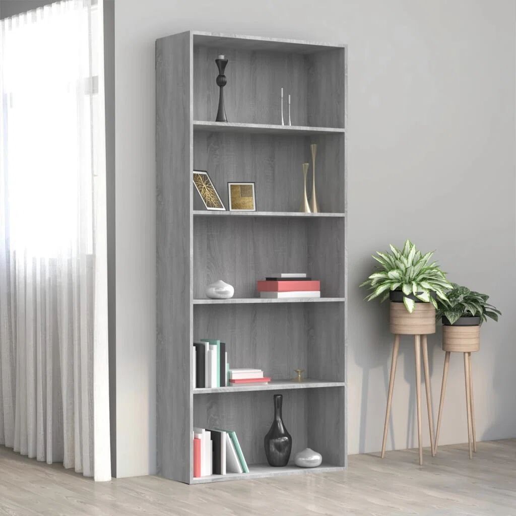 Photos - Wall Shelf Alpen Home 5-Tier Book Cabinet Smoked Oak 80X30x189 Cm Engineered Wood gra