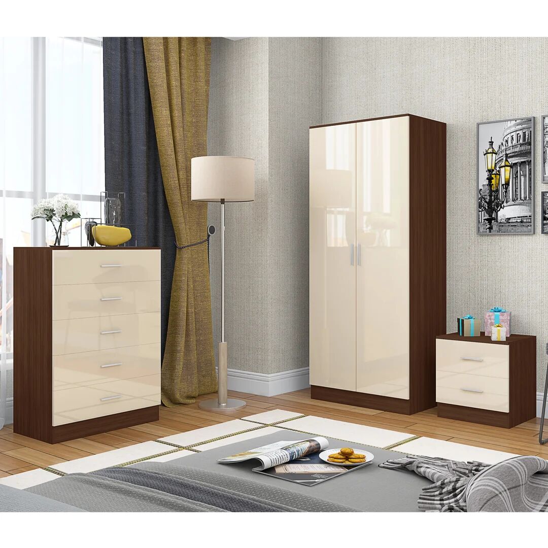 Photos - Bedroom Set Ebern Designs Breagh 3 Piece  brown/white