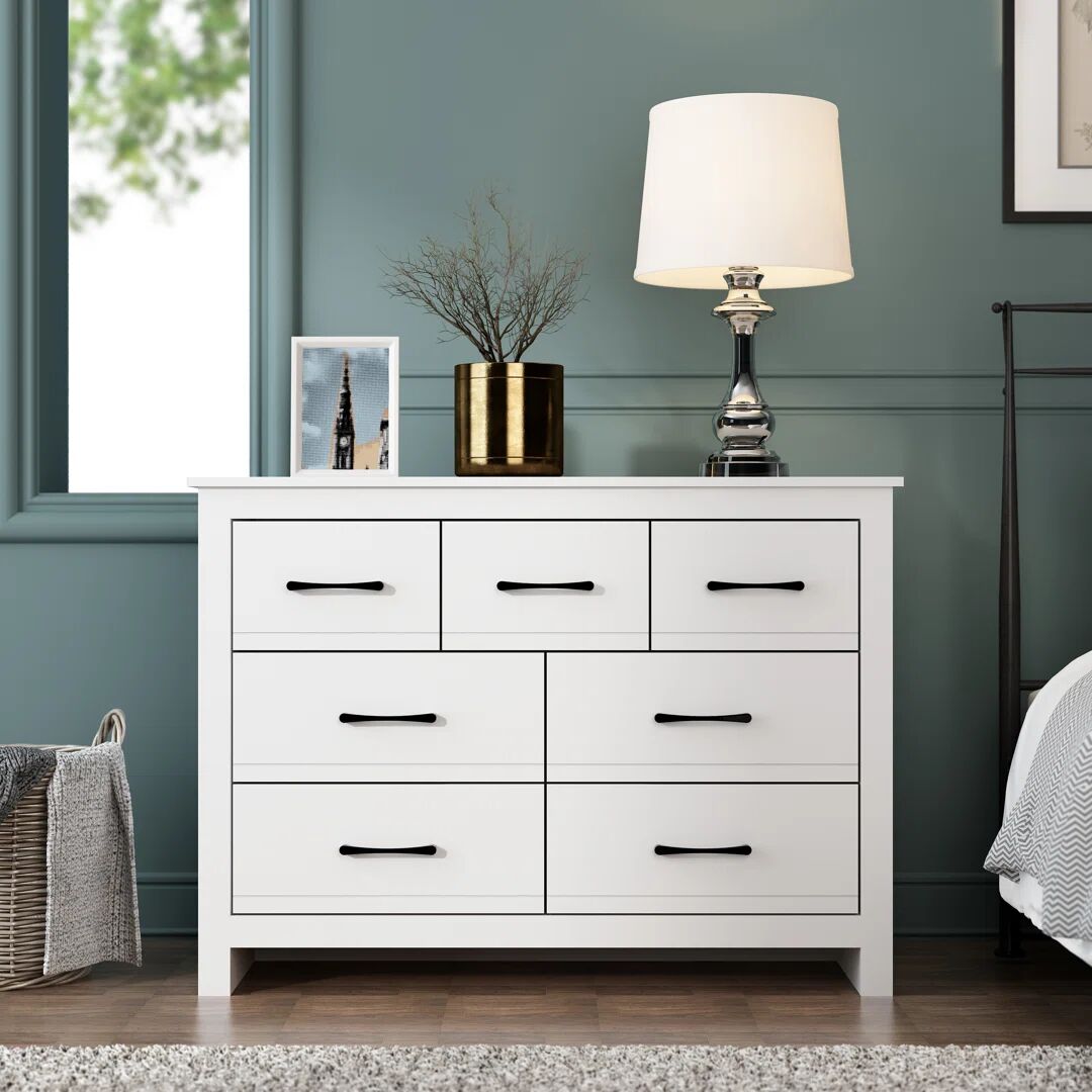 Photos - Dresser / Chests of Drawers 17 Stories Limestone 7 - Drawer Chest of Drawers white 76.6 H x 119.0 W x