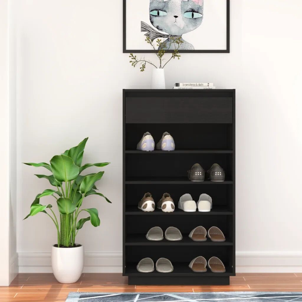 Photos - Shoe Cabinet / Rack Ebern Designs Ebern Shoe Storage Cabinet black 105.0 H x 60.0 W x 34.0 D c