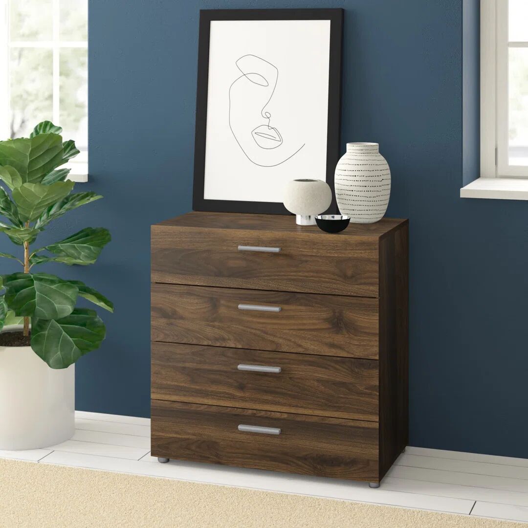 Photos - Dresser / Chests of Drawers Ebern Designs Diamone 4 Drawer 80.2cm W Chest brown 68.1 H x 80.2 W cm
