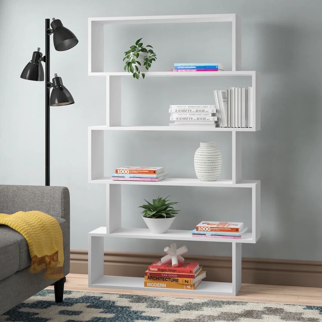 Photos - Wall Shelf Hashtag Home Maison Bookcase white/brown 158.8 H x 95.0 W x 25.3 D cm