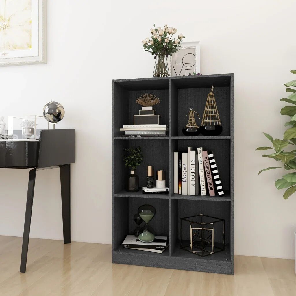 Photos - Wall Shelf Ebern Designs Geric 110Cm H x 70Cm W Solid Wood Standard Bookcase gray 110