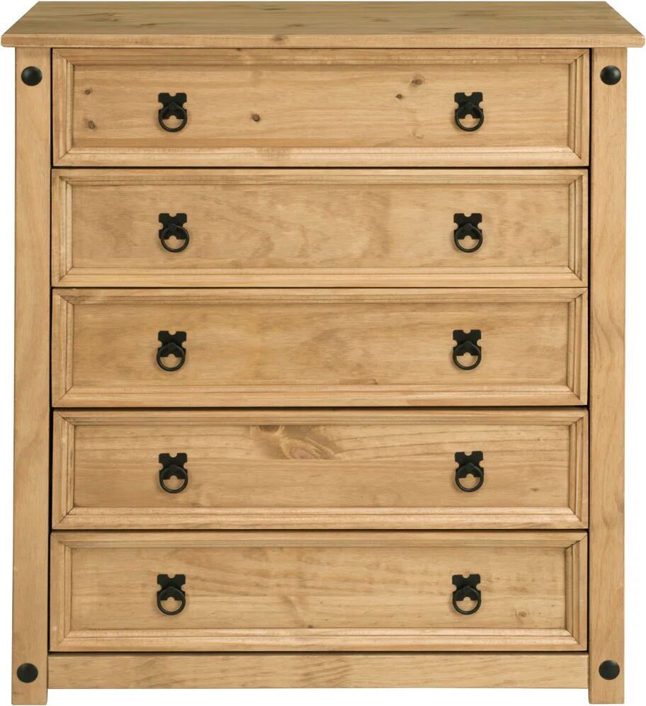 Photos - Dresser / Chests of Drawers Alpen Home Stephania 5 Drawer 89Cm W Solid Wood Chest of Drawers brown/gre