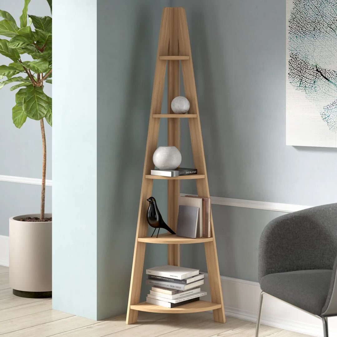 Photos - Wall Shelf Zipcode Design Yareli Corner Bookcase brown 175.5 H x 39.0 W x 39.0 D cm