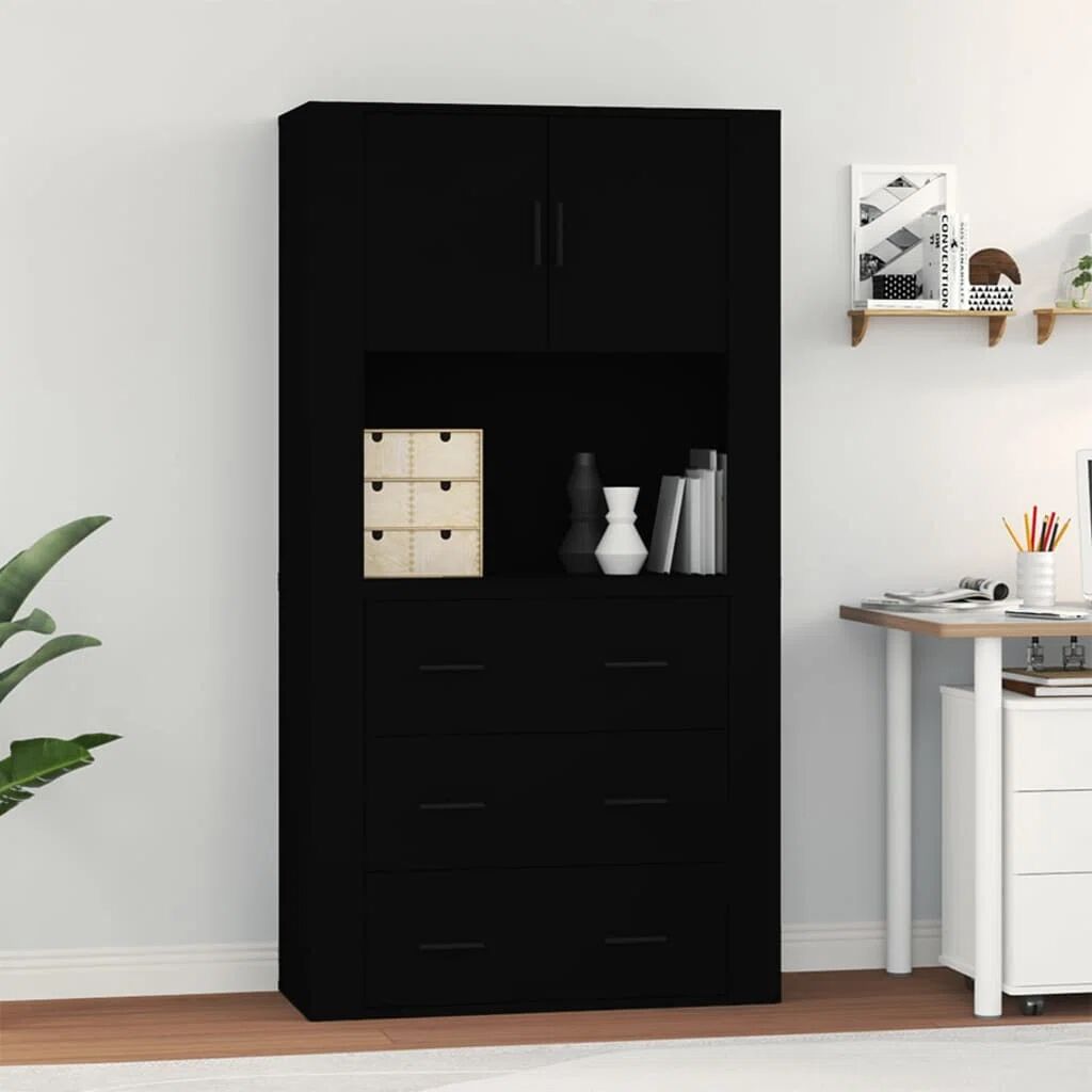 Photos - Storage Сabinet VidaXL 33 Cm Wide 3 Drawer Highboard black/brown 70.0 H x 33.0 W x 80.0 D 