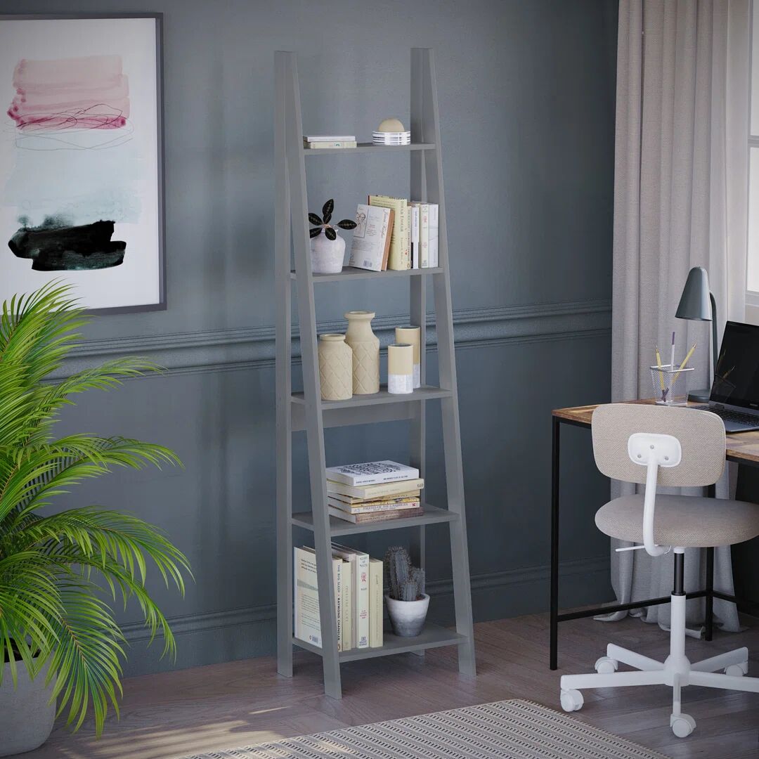 Photos - Wall Shelf Wade Logan Jess 5 Shelf 175.5Cm H x 46Cm W Ladder Bookcase gray 175.5 H x