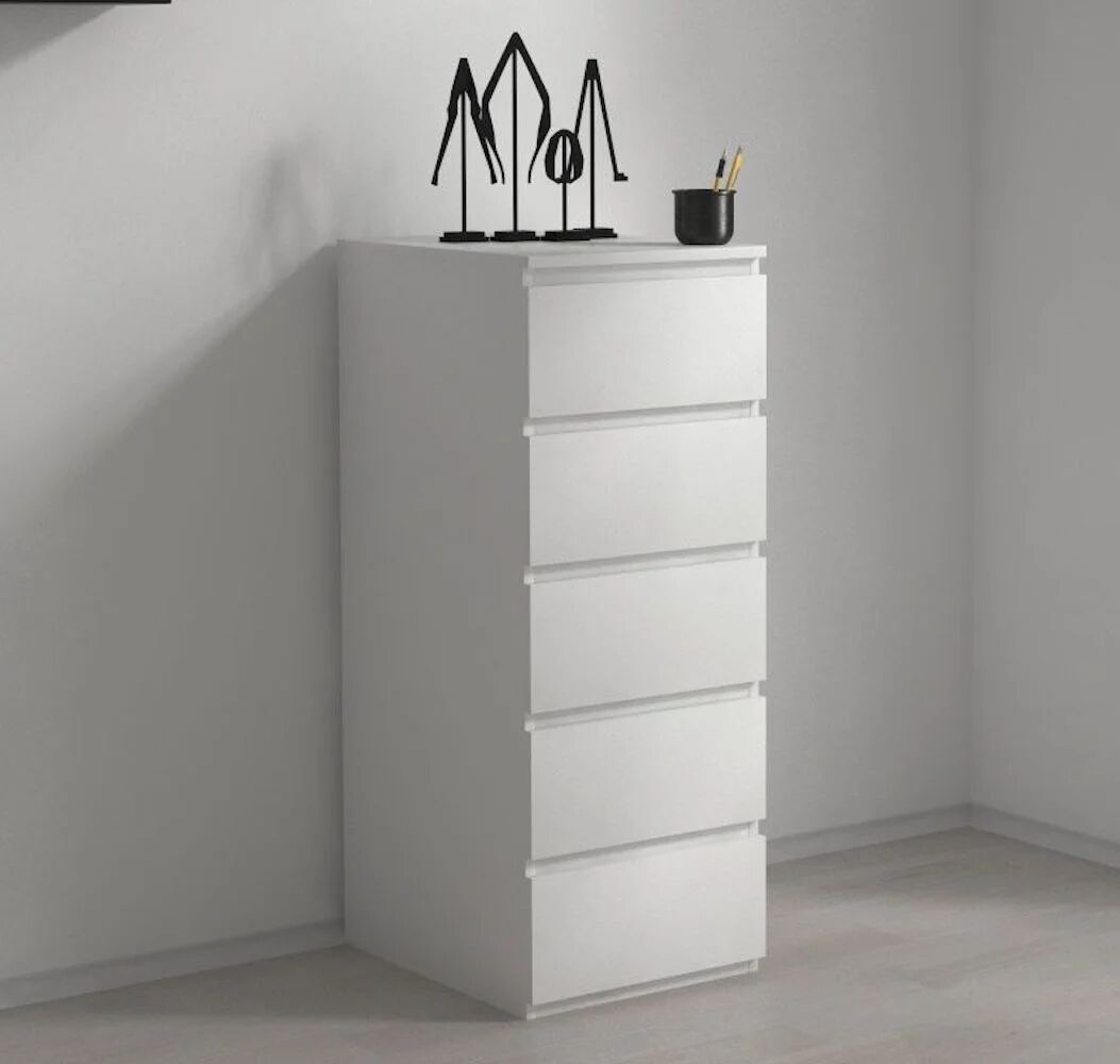 Photos - Dresser / Chests of Drawers Hashtag Home Deckland 5 Drawer 40cm W Chest white 110.0 H x 40.0 W x 45.0