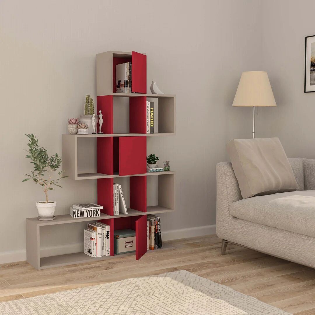 Photos - Wall Shelf Zipcode Design Chantay Bookcase red/brown 160.0 H x 119.0 W x 25.0 D cm