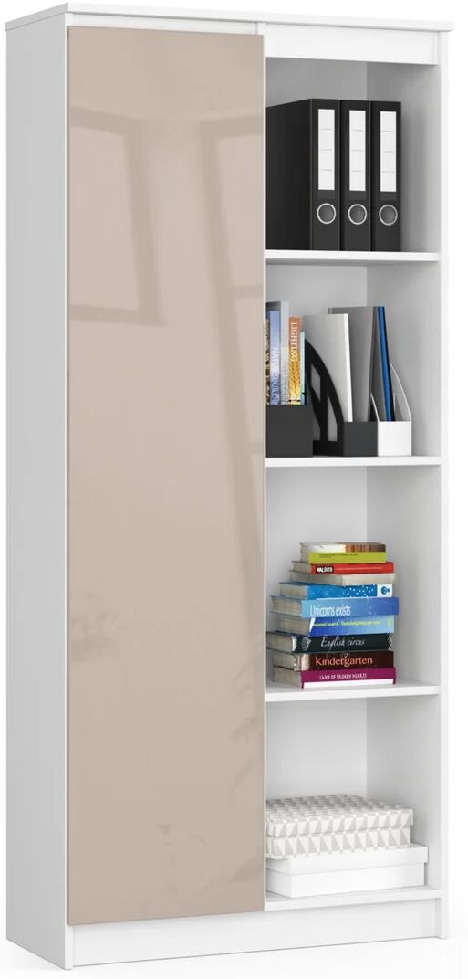 Photos - Wall Shelf Ebern Designs Alexondra Bookcase white/brown 180.0 H x 80.0 W x 35.0 D cm