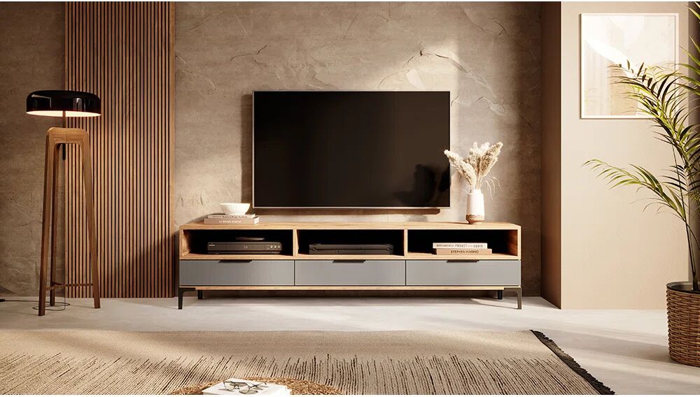 Photos - Mount/Stand George Oliver Bruns TV Stand for TVs up to 70" gray/brown 39.0 H cm