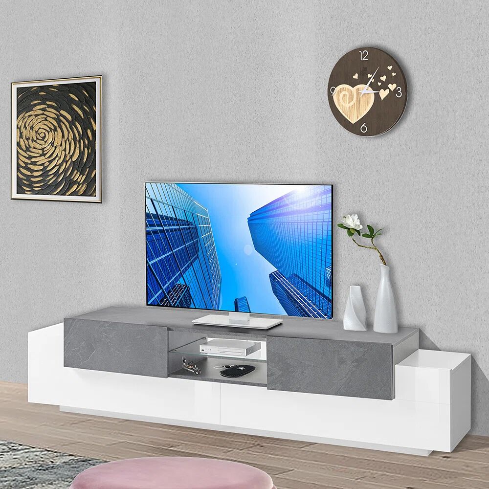 Photos - Mount/Stand Wade Logan Nostrand TV Stand for TVs up to 85" gray/white 51.0 H cm