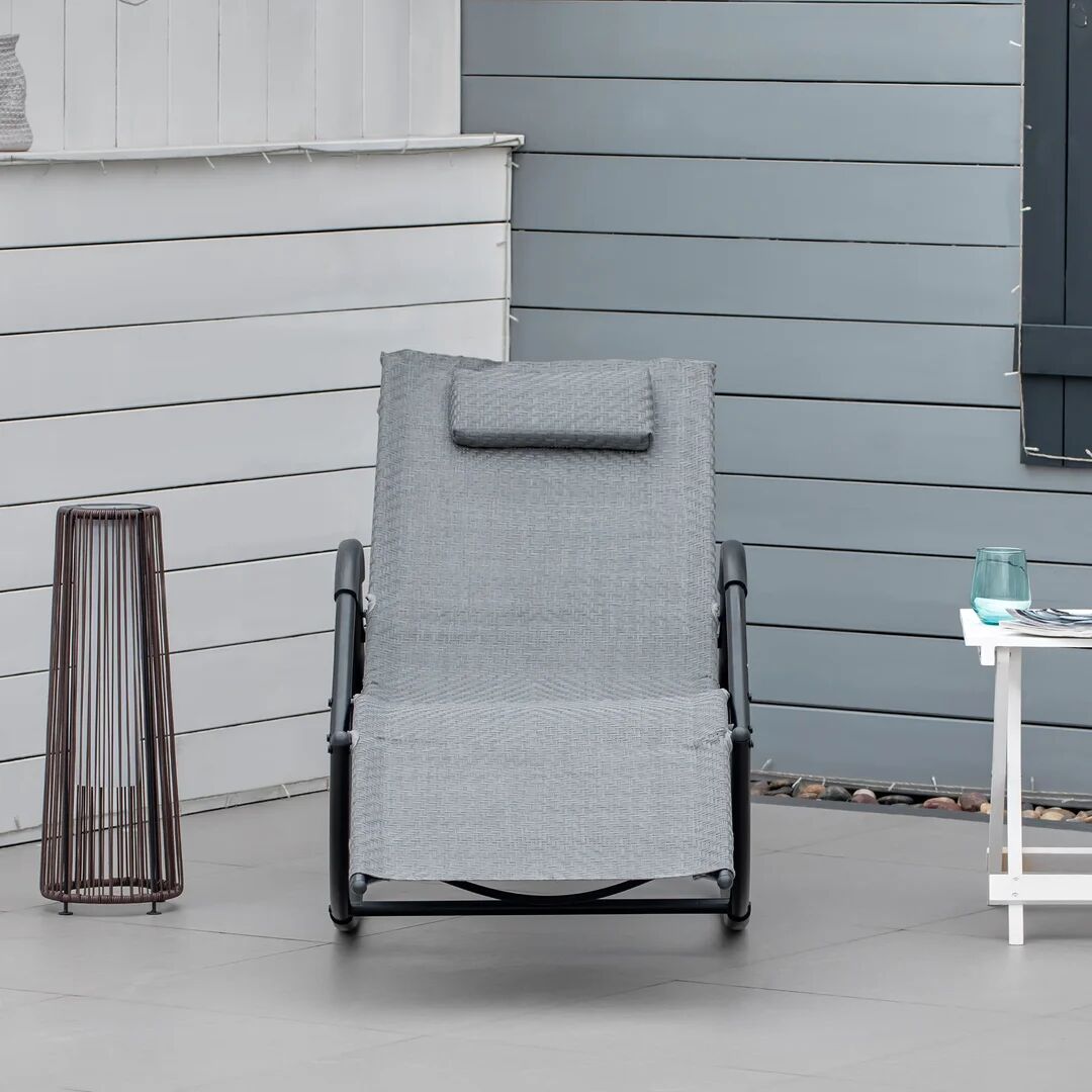 Photos - Garden Furniture Dakota Fields Outdoor Somerdale Rocking Plastic Chair gray 79.0 H x 61.0 W