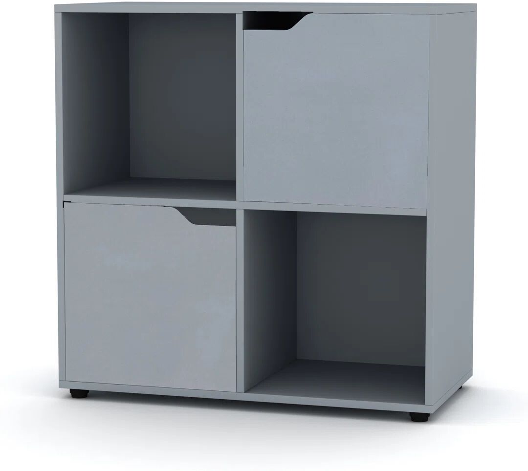 Photos - Wall Shelf Ebern Designs Square 4 Cube Anthracite Oak Bookcases + 2 Grey Doors gray 6