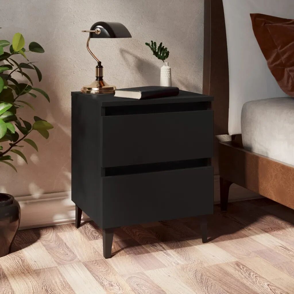 Photos - Dining Table Cabinet Corrigan Studio Silsden 2 Drawer Bedside Table black 50.0 H x 35.0 W x 40. 