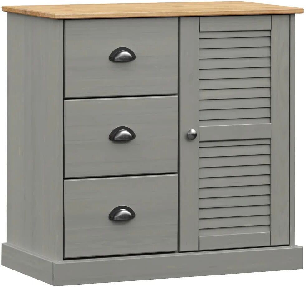 Photos - Storage Сabinet VidaXL 78 Cm Wide 3 Drawer Pine Solid Wood Server gray 75.0 H x 78.0 W x 4 