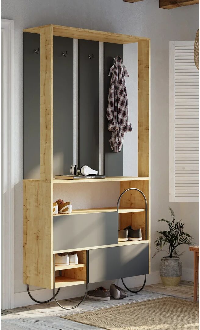 Photos - Wardrobe Rio Norfolk Hall Tree with Shoe Storage black 200.0 H x 97.0 W x 36.0 D cm 